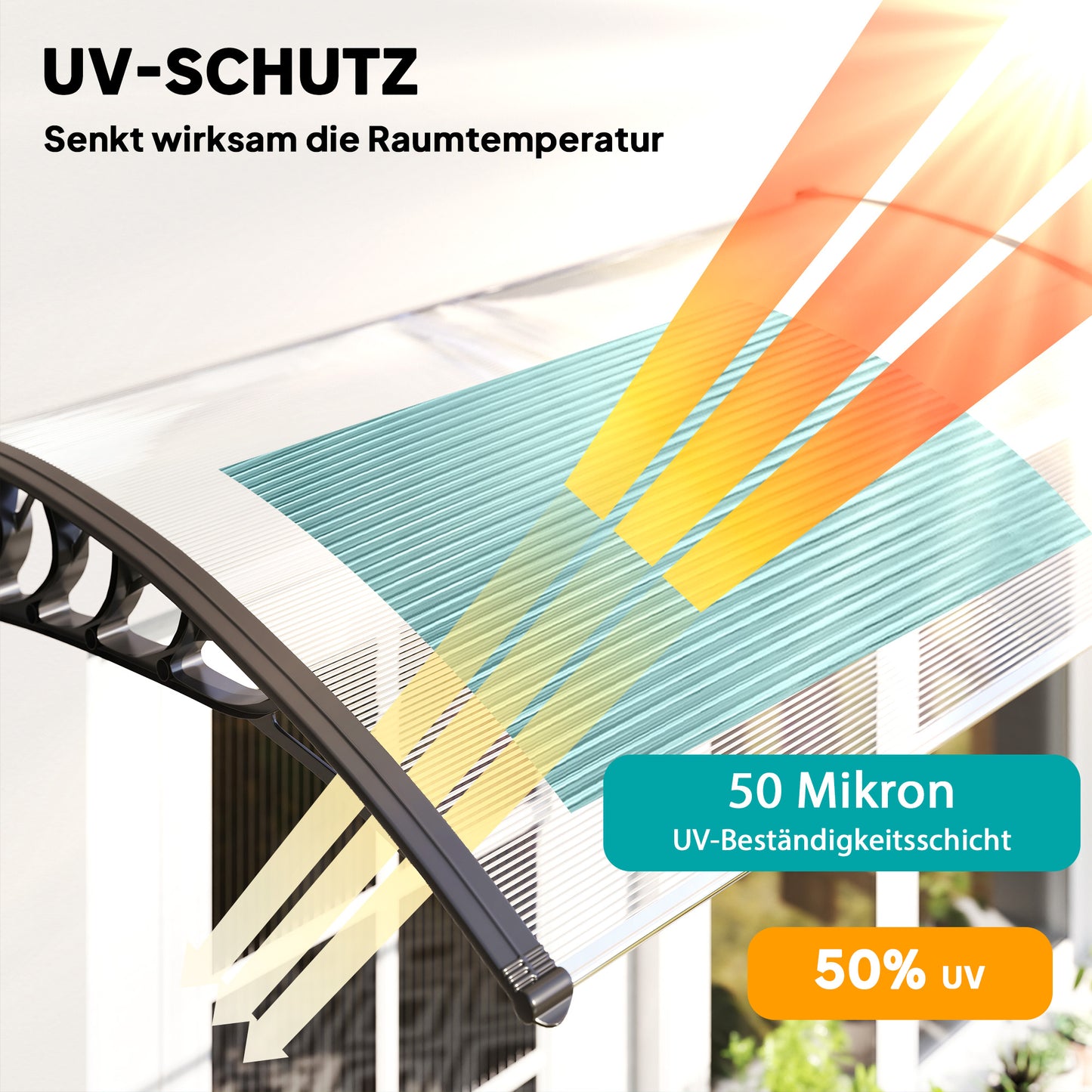 Outsunny Vordach Schutzdach, UV-Beständig, Wasserbeständig, 90x150x25cm , Weiß