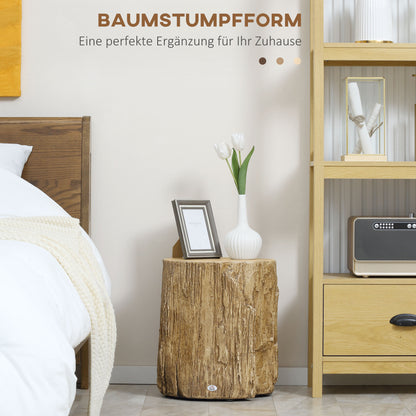 HOMCOM Beistelltisch Baumstumpf-Optik Nivillierfüße 37 cm x 37 cm x 43 cm Beton Braun