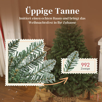 HOMCOM Künstlicher Weihnachtsbaum, 150 cm, klappbare Äste, Metallständer, vielseitig, Grün