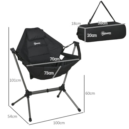 Outsunny Camping-Schaukelstuhl, faltbar, verstellbare Rückenlehne, Aluminiumrahmen, 54 x 100 x 101cm, Schwarz