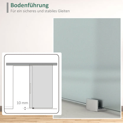 HOMCOM Glasschiebetür mit Griffstange, einseitig satiniert, 102,5 x 205 cm