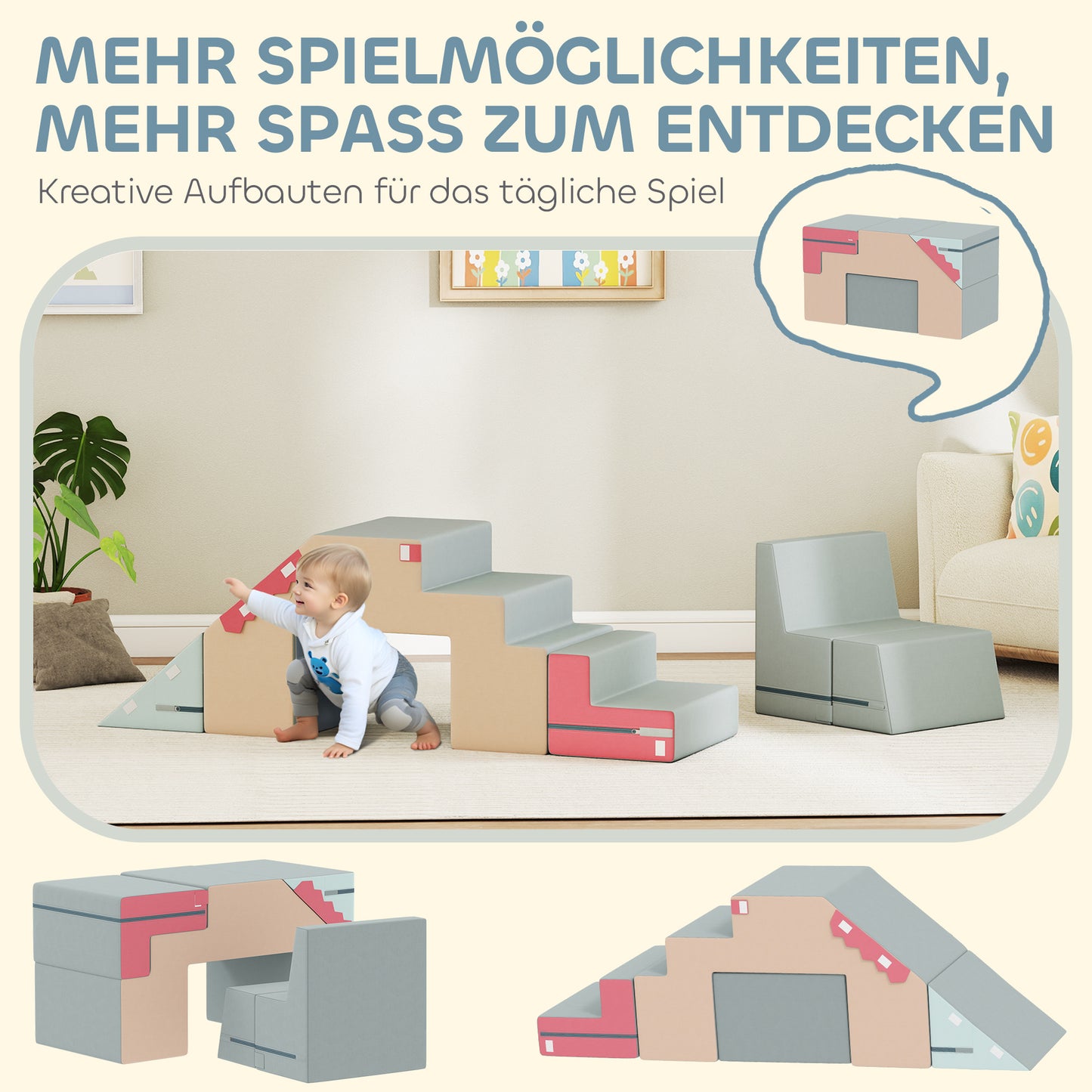 AIYAPLAY 2-teiliges weiches Spielblöcke-Set für Kleinkinder, Kunstleder, Schaumstoff, zum Klettern, Bauen, Spielen, Bunt