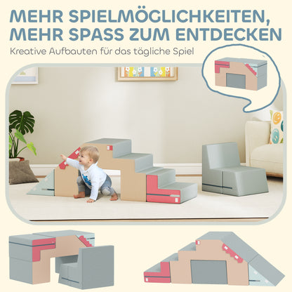 AIYAPLAY 2-teiliges weiches Spielblöcke-Set für Kleinkinder, Kunstleder, Schaumstoff, zum Klettern, Bauen, Spielen, Bunt