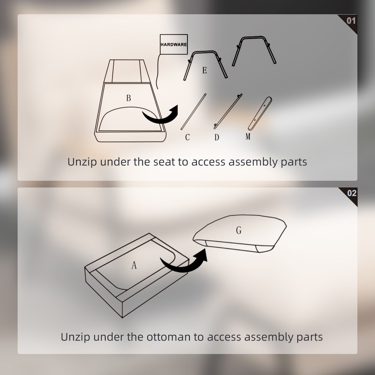 HOMCOM Sessel mit Ottomane, inkl. Kissen, 68 cm x 91,5 cm x 88 cm, Rosa