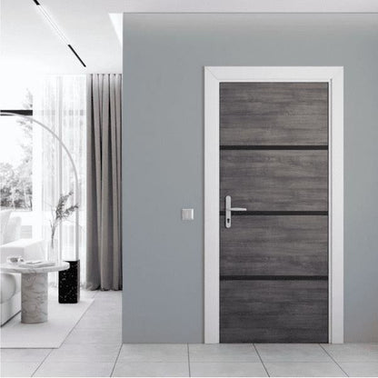 Interior Door Renovation Kit - NORDLINGER PRO - 4 Sheets 85 x 50 cm & 3 Black Profiles 85 x 2 cm - Agate Grey