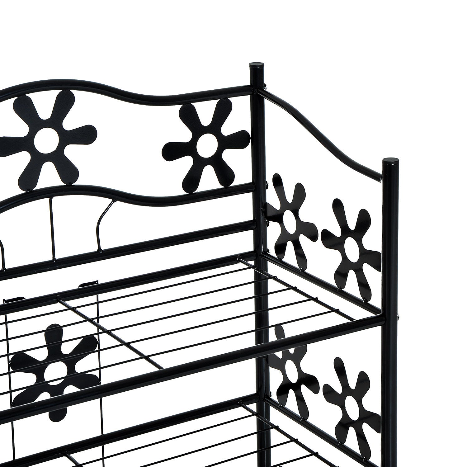 HOMCOM kleines Schuhregal Platzsparend Blumenregal Pflanzentreppe Standregal Ständer 4 Etagen Metall Schwarz 59,5 x 30 x 92 cm