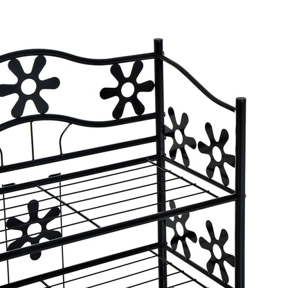 HOMCOM kleines Schuhregal Platzsparend Blumenregal Pflanzentreppe Standregal Ständer 4 Etagen Metall Schwarz 59,5 x 30 x 92 cm