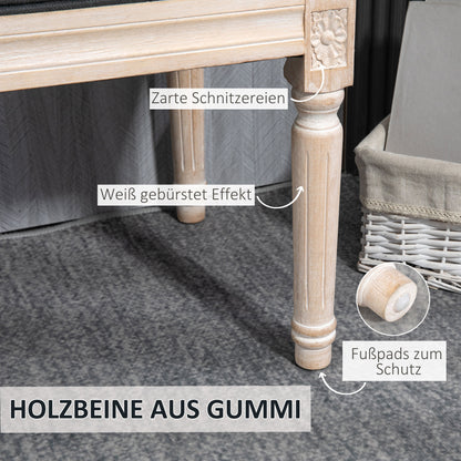 HOMCOM Sitzbank Vintagedesign Vintagebank, Knopfheftung, gedrechselte Beine, Shabby Chic, Dunkelgrau