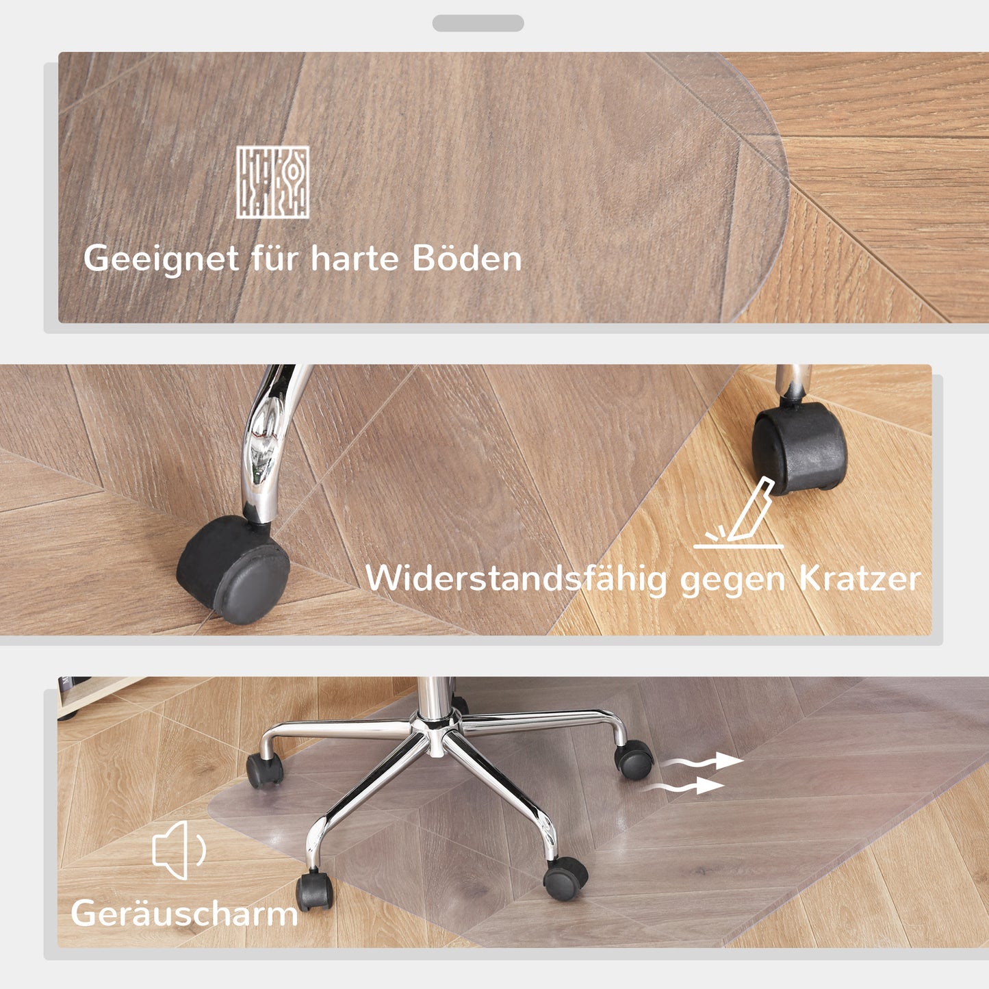 HOMCOM Bodenschutzmatte, rutschfest, 1,5mm dick, 90x120cm, Transparent