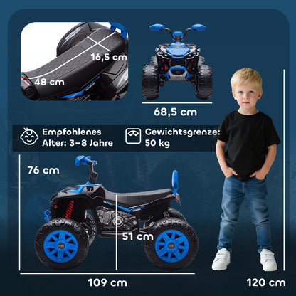 AIYAPLAY Kinder-Elektro-Quad, 24V Elektro-Fahrzeug mit 4 Rädern, Scheinwerfer, USB-Anschluss, MP3-Funktion, 6,5 km/h, 3-8 Jahre