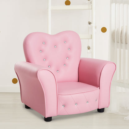 HOMCOM Kindersessel Kindersofa, massiven Holzfüßen Sessel aus Schaumstoff Kinderstuhl für Kinderzimmer, Spielzimmer, 59 x 41,5 x 49 cm, für Kinder 1,5-3 Jahre Rosa