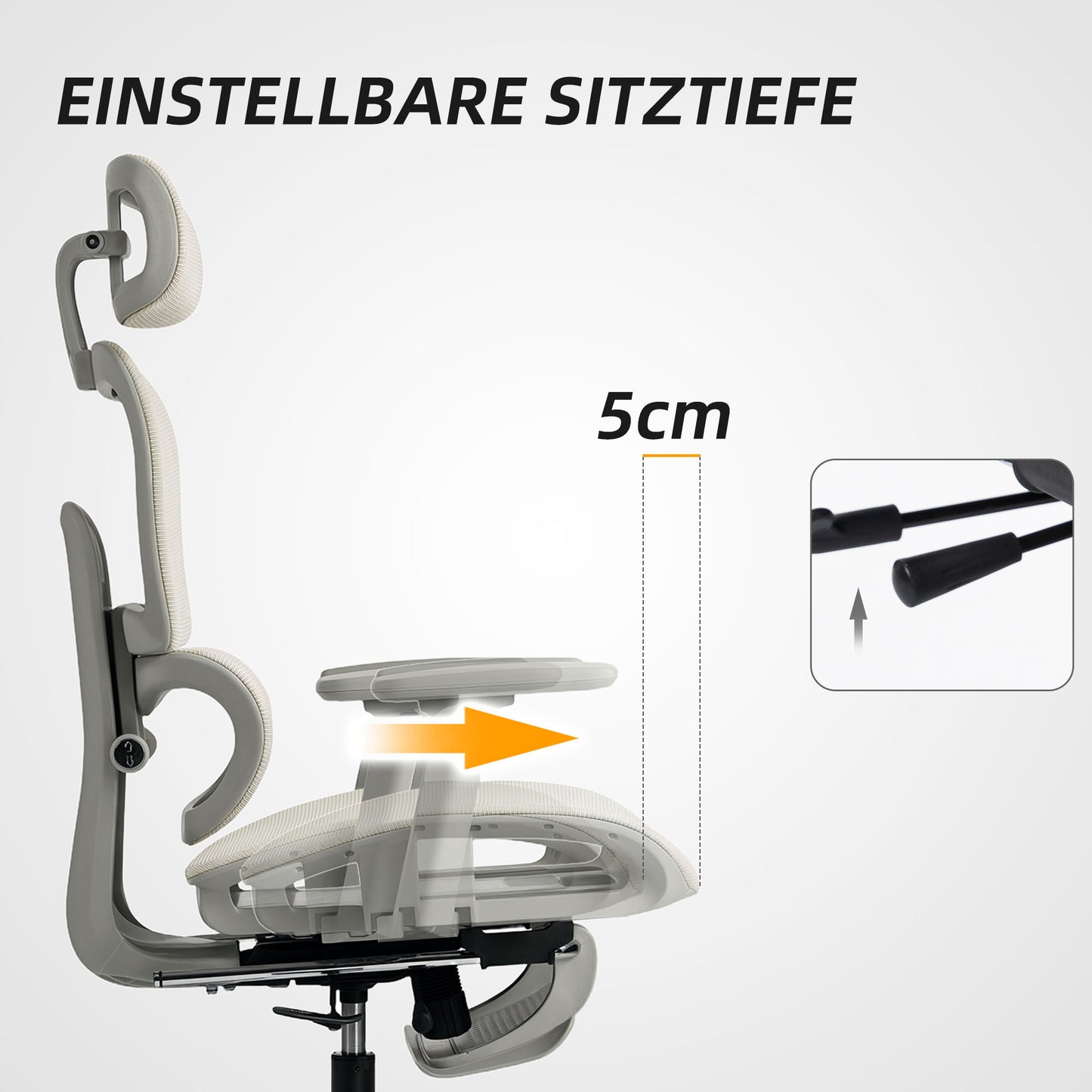 HOMCOM Bürostuhl, Ergonomischer Schreibtischstuhl mit Netzstoffbezug, verstellbar, rollbar, mit Armlehnen, Kopfstütze, Beige