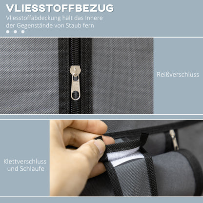 HOMCOM Schrank aus Stoff, Aufbewahrungslösung, 6 Regale, 1 Kleiderstange, Dunkelgrau