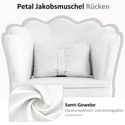 HOMCOM Bürostuhl mit Blütenblatt-Design, Schleifenkissen, weich gepolstert, Weiß