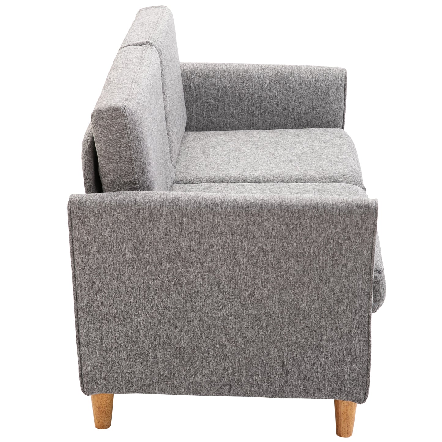 HOMCOM® Zweisitzer Sofa | Abnehmbare Kissen | Leinen, Schaumstoff, Kautschukholz | Hellgrau | 141 x 70 x 78 cm