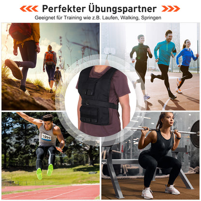 HOMCOM Gewichtsweste 15 KG / 20 KG / 30 KG verstellbare Trainingsweste mit herausnehmenbar Gewichten Laufweste Damen Herren für Muskelaufbau Krafttraining, Laufen, Fitness, Cross Training