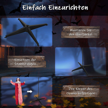 Outsunny 165 cm Halloween Dekoration Halloween Clown mit LED-Lichter, Soundfunktion Körper-Effekt