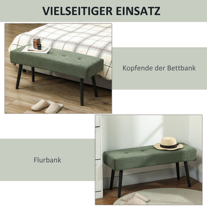 HOMCOM Sitzbank Polsterbank mit Cordbezug, Bettbank mit Metallbeine, Schuhbank 100 x 36 x 45 cm Grün