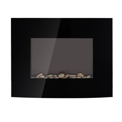 HOMCOM Elektrokamin mit Heizung, elektrischer Kamin mit 3D Flammeneffekt, 7 Flammenfarben, 900/1800 W, Wandkamin mit Timer, Dekokamin mit Fernbedienung, Schwarz, 65 cm