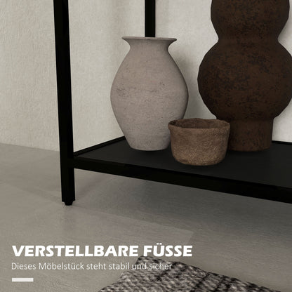 HOMCOM Konsolentisch mit 2 Regalen, Flurtisch, Flurkonsole, Schwarz