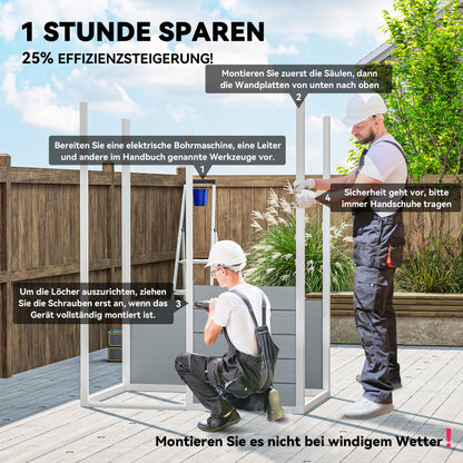 Outsunny Gerätehaus Kunststoff 1,14m² 151 x 92 x 193cm Geräteschuppen mit Pultdach Boden Fenster Grau