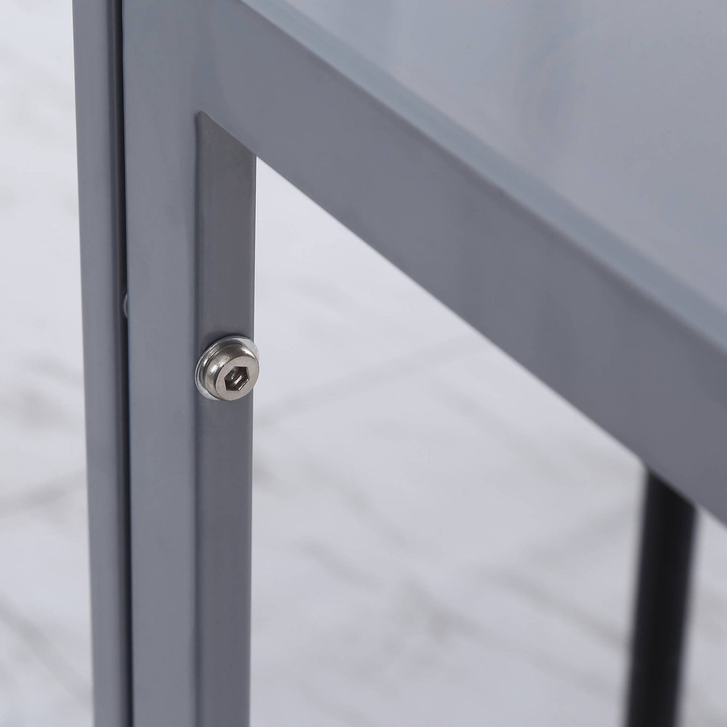 HOMCOM Esstisch Küchentisch Glastisch Quadratischer Tisch, Glasplatte, kompaktes Design, Grau