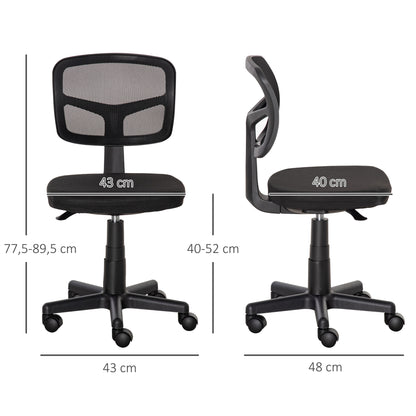 Vinsetto Bürostuhl Ergonomischer Schreibtischstuhl, Höhenverstellbarer Drehstuhl, Platzsparend Schwarz