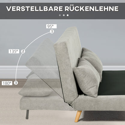 HOMCOM Schlafsofa, Gästebett, 3-fach verstellbare Rückenlehne, Leinenoptik, bis 120 kg, 141 x 90 x 81 cm, Grau