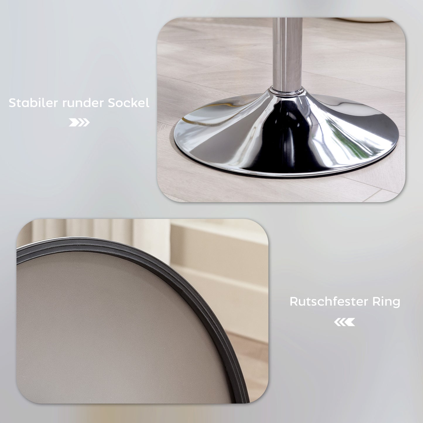 HOMCOM Barhocker, Gepolstert Barstuhl mit Metallgestell, Cordoptik, Höhenverstellbar 360° Drehbar Weiß