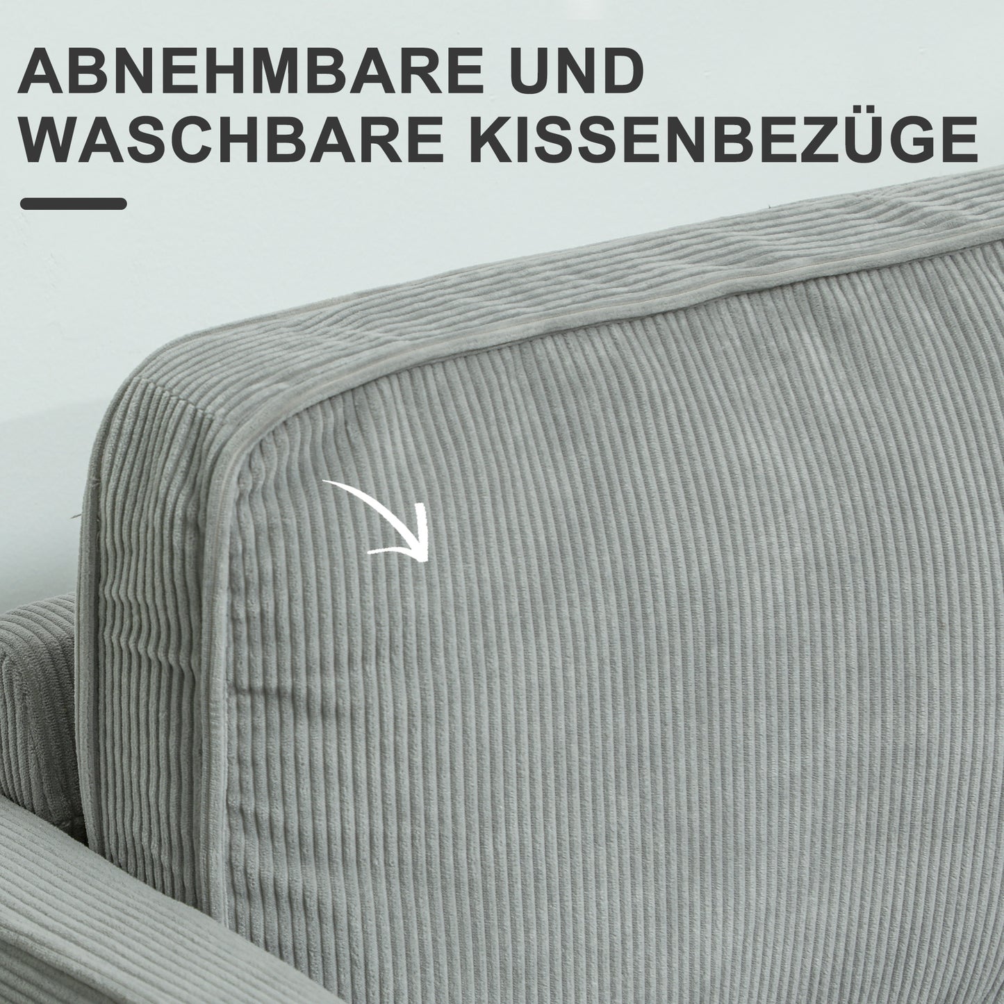 HOMCOM Zweisitzer-Sofa mit Stauraum und soliden Holzbeinen, für Wohnzimmer, Schlafzimmer, 117 x 63 x 79 cm, Hellgrau
