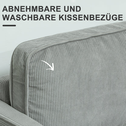 HOMCOM Zweisitzer-Sofa mit Stauraum und soliden Holzbeinen, für Wohnzimmer, Schlafzimmer, 117 x 63 x 79 cm, Hellgrau