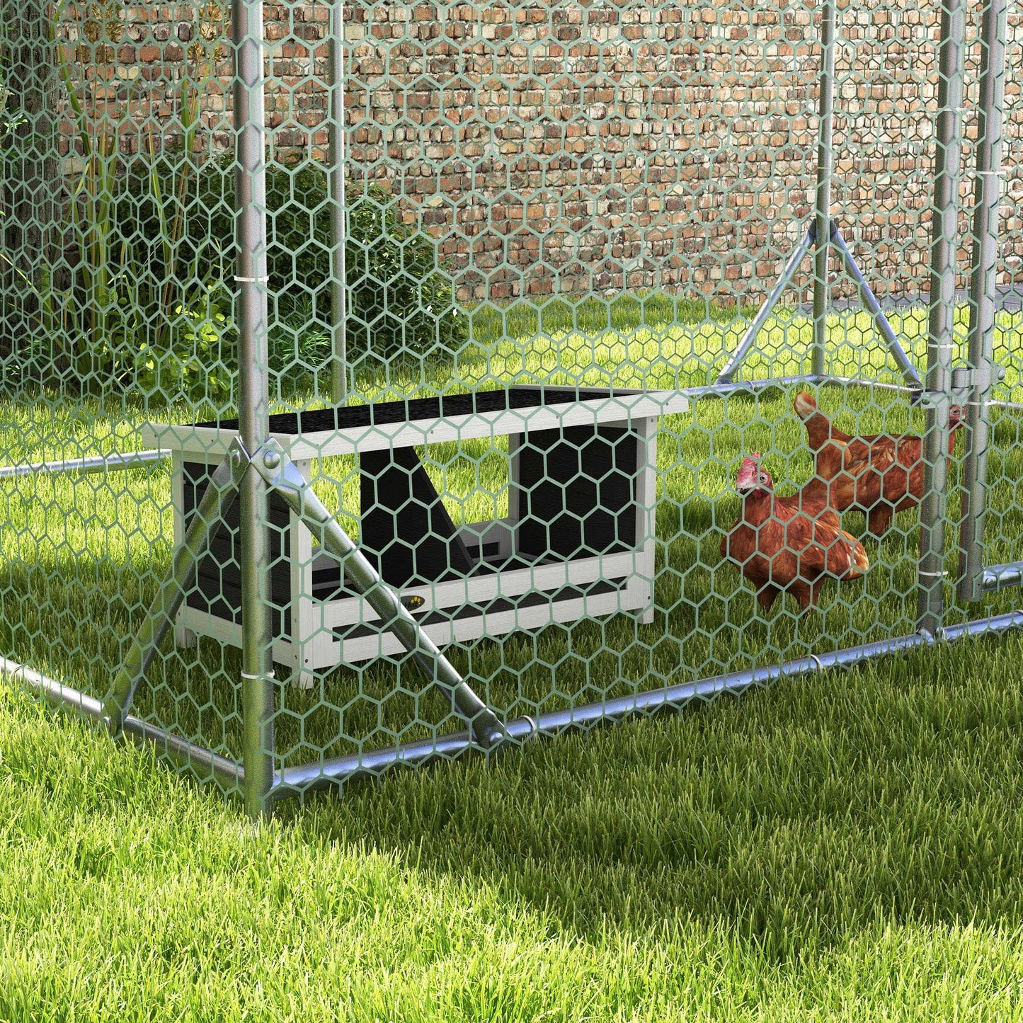 PawHut Legenest für Hühner Hühnernest, wetterbeständig, Asphaltdach, 66 x 37 x 34 cm, Natur + Schwarz