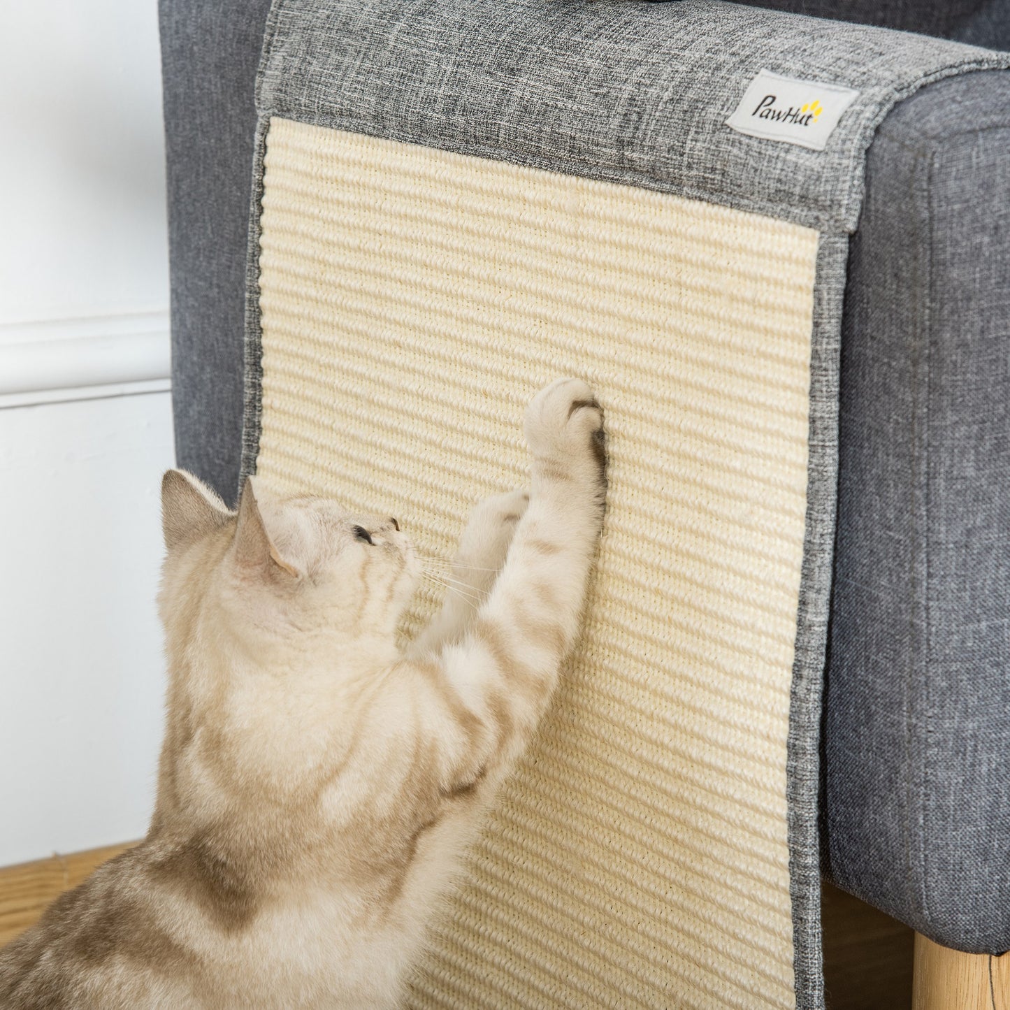PawHut 2er Kratzmatte Kratzschutz Soffa Sisal Kratzteppich für Katze Sessel Soffa Katzenkratzmatte Grau 130 x 45 x 0,3 cm