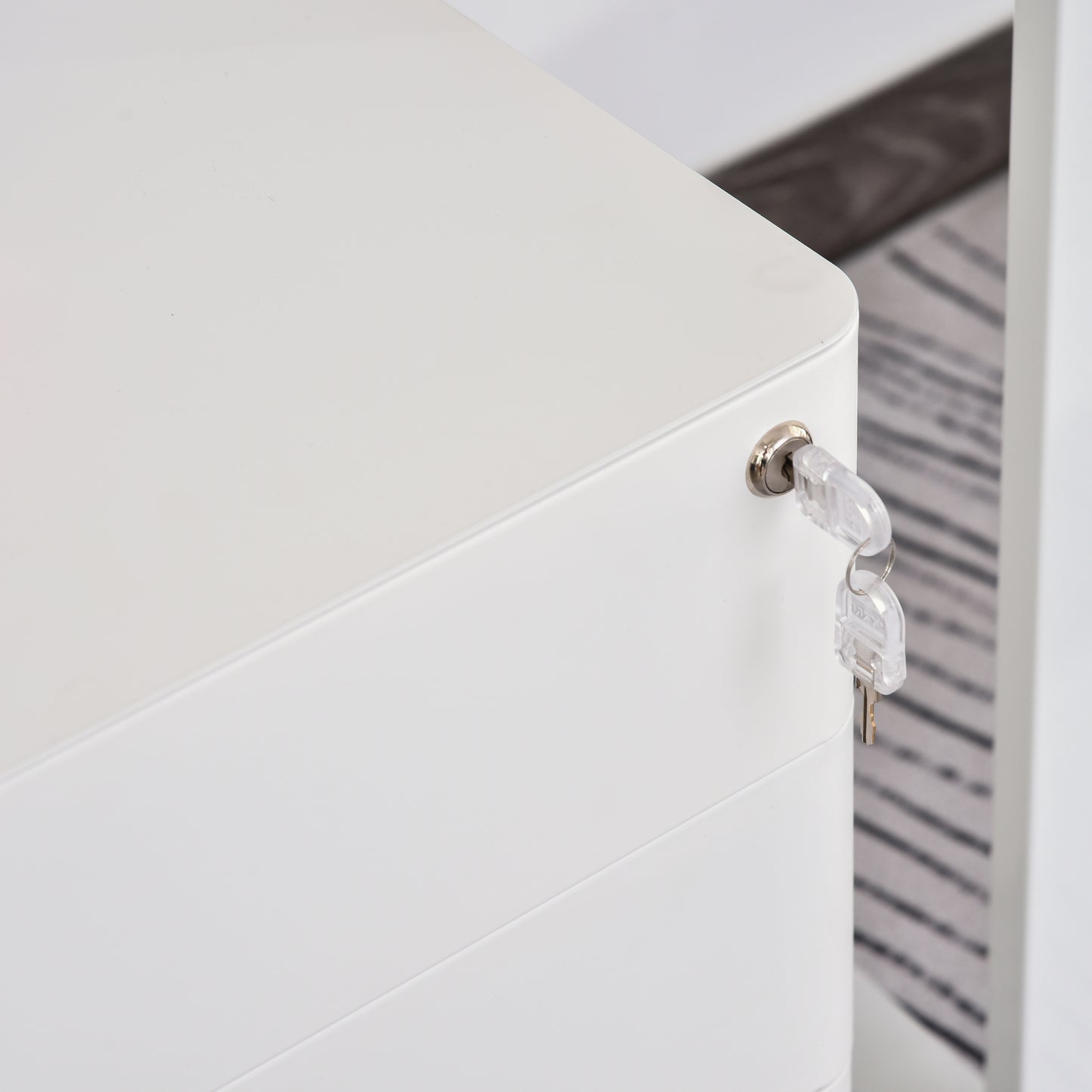 Vinsetto Rollcontainer mit 3 Schubladen mobiler Aktenschrank mit Rollen abschließbar Büroschrank mit Hängeregistratur Stiftfach, Bürocontainer für Büro, Homeoffice, 39 x 48 x 59 cm Weiß