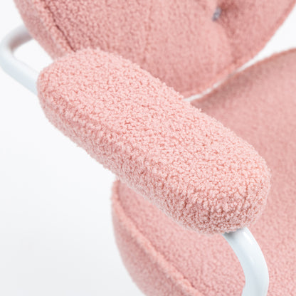 HOMCOM Schöner Bürostuhl mit geknöpftem, weichem Bezug, höhenverstellbar, Rosa