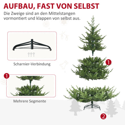 HOMCOM Weihnachtsbaum, Kunsttanne, realistisches Aussehen, schneller Aufbau, Kunststoff, Grün, 136 x 136 x 180cm