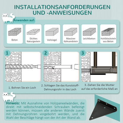 PawHut Katzenkletterwand, Katzenregal, Hängebrücke, 96 cm x 20 cm x 25,5 cm, Braun
