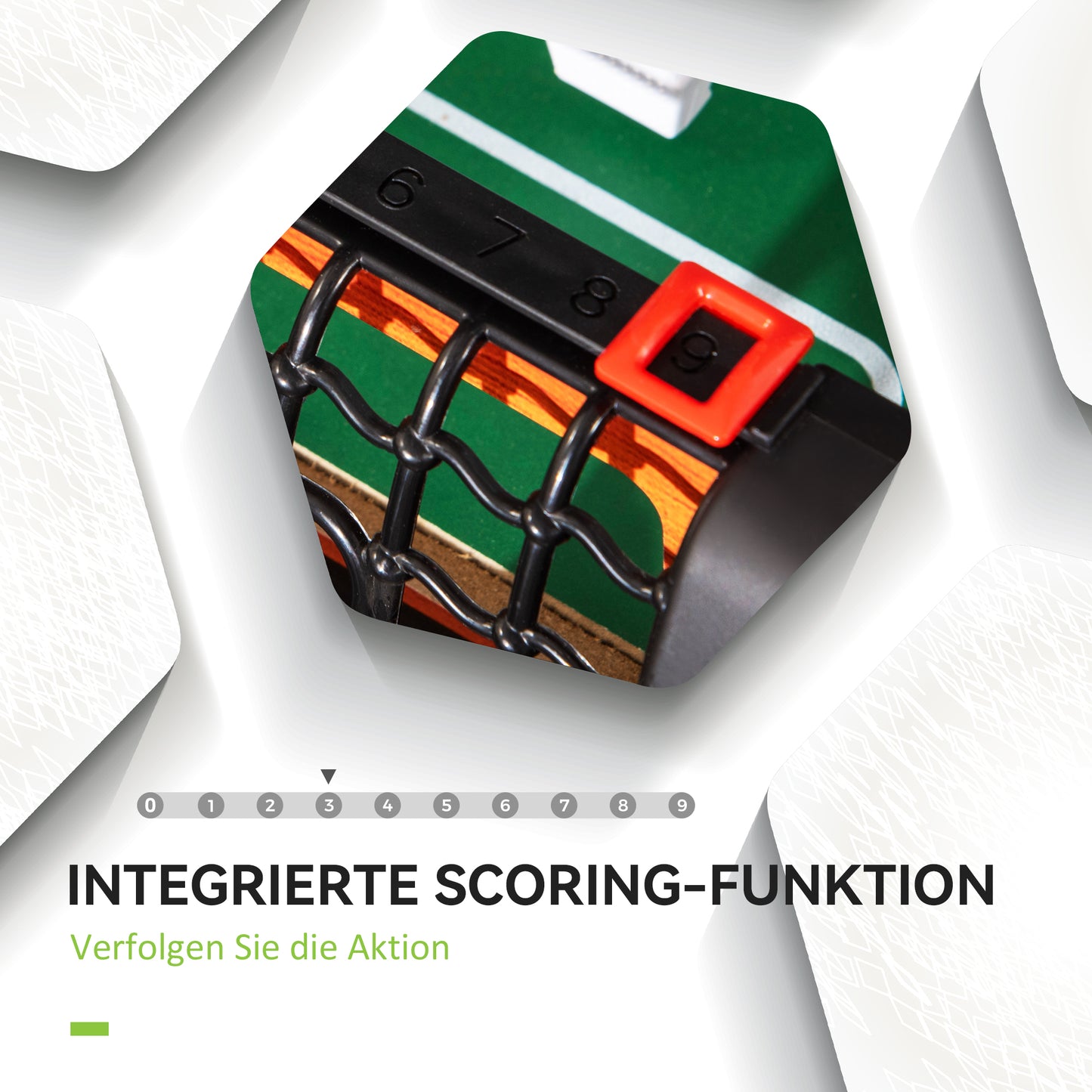 HOMCOM Tischkicker, Tischfußball-Set, 2 Bälle, rutschfeste Griffe, für Kinder und Erwachsene, Punkteanzeige, MDF, Metall, Bunt