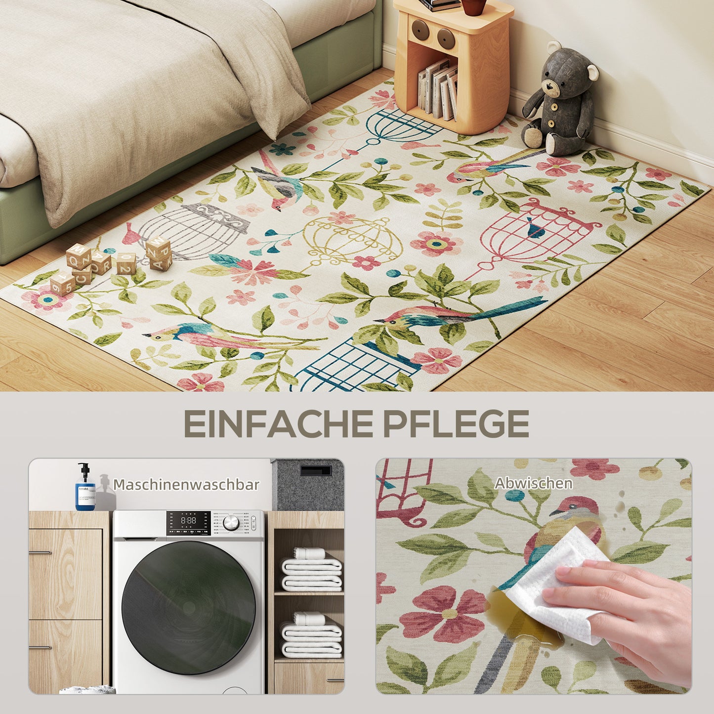 HOMCOM Landteppich, vielseitig einsetzbar, Polyester, leichte Pflege, rutschfest, Bunt