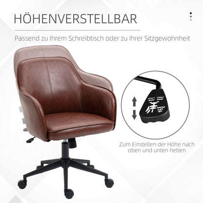 Vinsetto Bürostuhl, höhenverstellbar, Drehfunktion, 58,5 cm x 62 cm x 91 cm, Braun