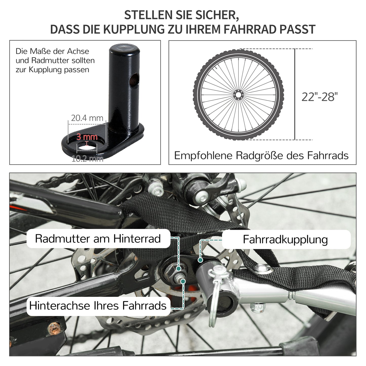 HOMCOM Fahrradanhänger Klappbar Lastenanhänger mit Kupplung,Transportwagen bis 40 kg belastbar, Transportanhänger Anhänger für Fahrrad Handwagen 140 x 88 x 60 cm