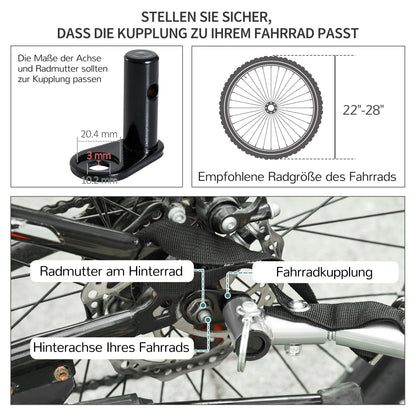 HOMCOM Fahrradanhänger Klappbar Lastenanhänger mit Kupplung,Transportwagen bis 40 kg belastbar, Transportanhänger Anhänger für Fahrrad Handwagen 140 x 88 x 60 cm
