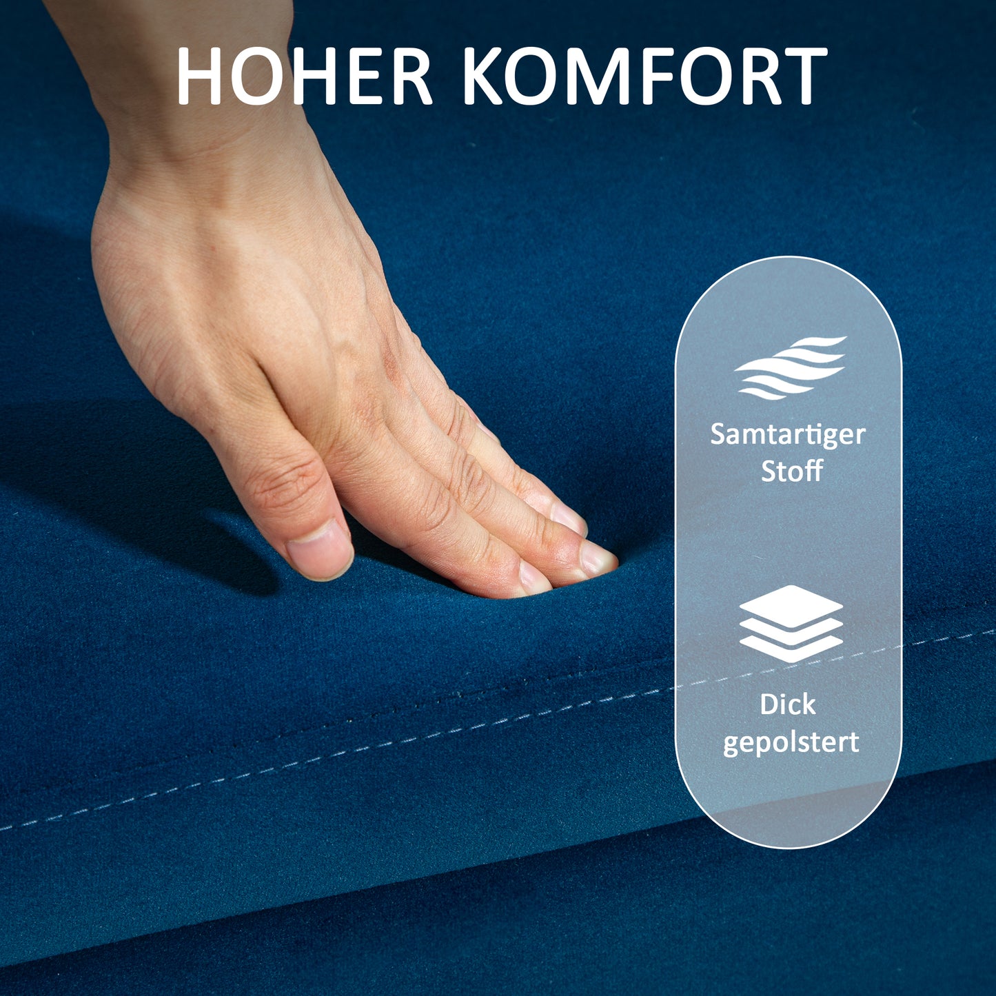 HOMCOM Sitzbank, Polsterbank mit Stauraum, Metall, Kautschukholz, Schaumstoff, 100 x 40 x 42 cm, Dunkelblau