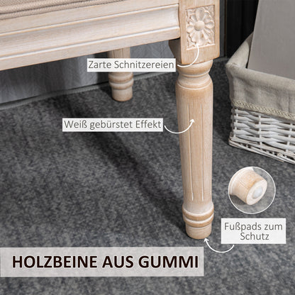 HOMCOM Sitzbank Vintagedesign Vintagebank, Knopfheftung, gedrechselte Beine, Shabby Chic, Creme + Weiß