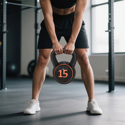 SPORTNOW Kettlebell Set, 3 Kugelhanteln 2,2kg/4,5kg/6,8kg, Kunststoffhülle, Schwarz