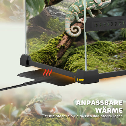 PawHut Glas-Terrarium für Reptilien, erhöhter &amp; wasserdichter Boden, Knopfschloss