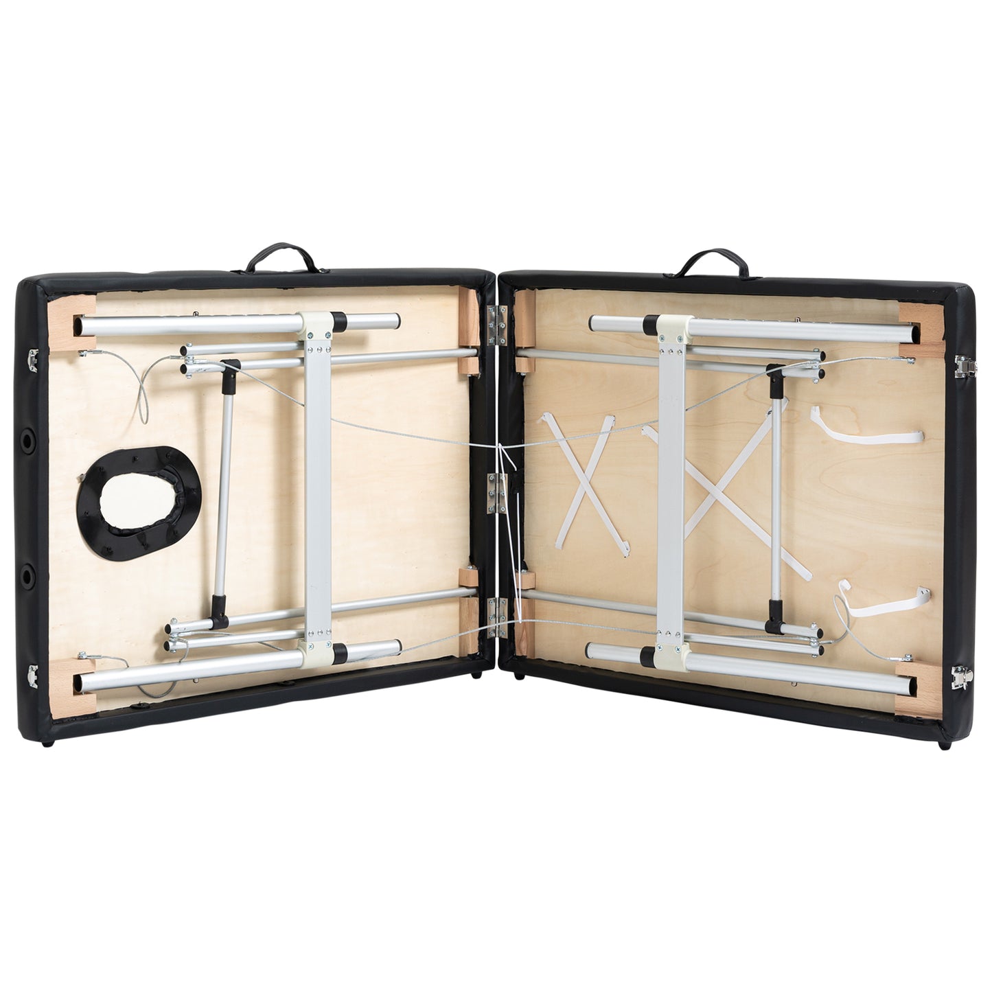 HOMCOM Massageliege, 2 Zonen klappbarer Massagetisch mit Kunstleder-Bezug, Kopfstütze, Armlehnen, Tasche, höhenverstellbare Massagebank 90cm Breit bis 225 kg belastbar, Schwarz