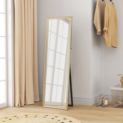 HOMCOM Ganzkörperspiegel, flexibel platzierbar, 160 x 50 cm, Goldton