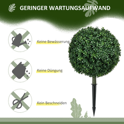 HOMCOM Künstlicher Buchsbaum im 2er-Set, realistisch, wetterfest, pflegeleicht, 70 cm