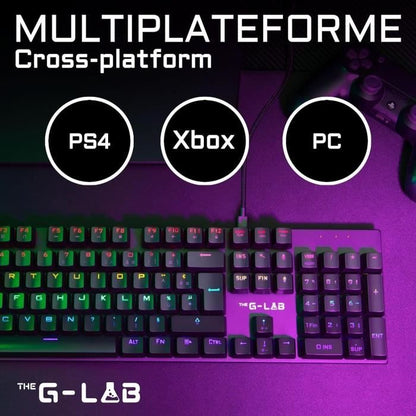 Mechanical Gaming Keyboard - THE G-LAB - KEYZ -CARBON -EX/FR - Backlit - Blue Switch - Wrist Rest - FR